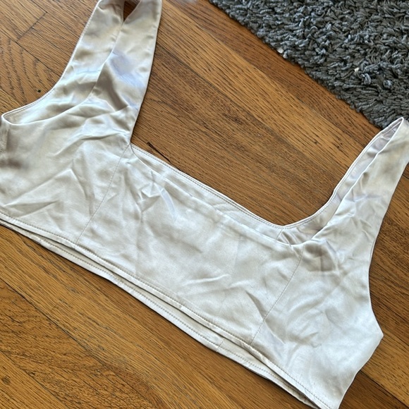 NWOT Princess Polly Huxley Champagne Square Neck Crop Top Size 12 - Picture 9 of 12